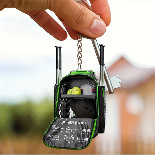 Mini Baseball Backpack Acrylic Keychain Pendant Decoration