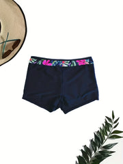 Boho Tankini Set Tropical Print V Neck Cami Top & Shorts