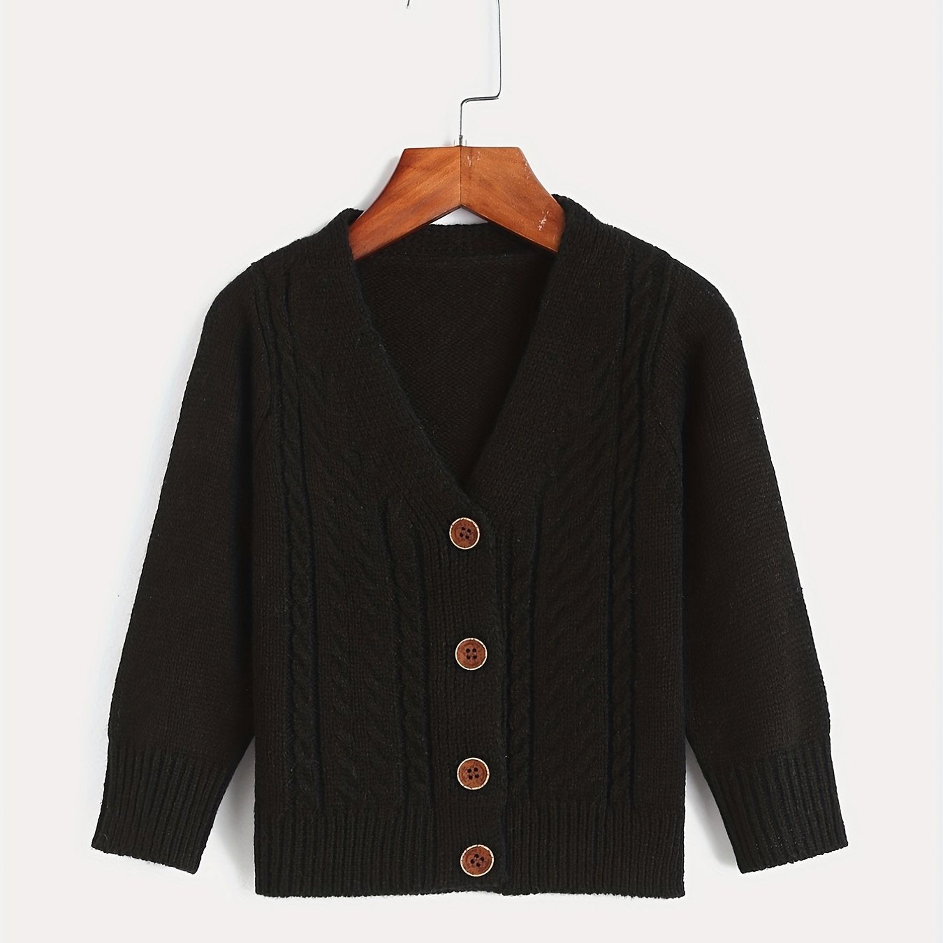 Girls Knit Button V Neck Cardigan Sweater Coat