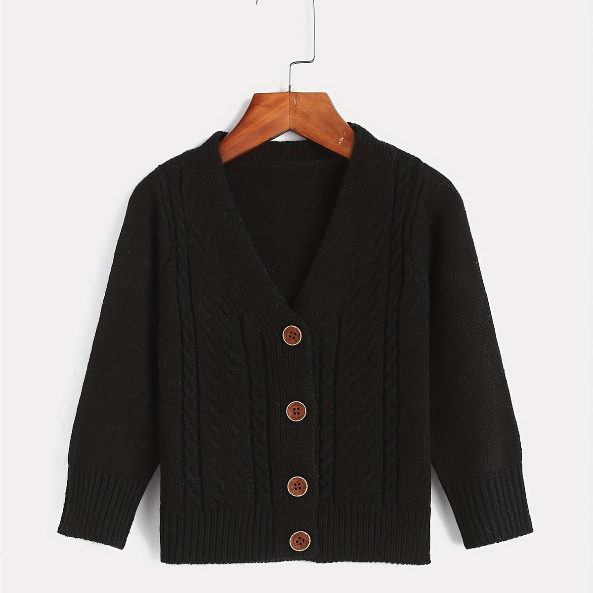 Girls Knit Button V Neck Cardigan Sweater Coat