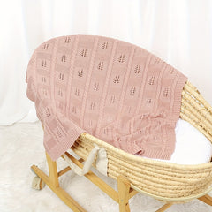 Cotton Knitted Baby Blanket Geometric Pattern Jacquard Weave Leaf Soft Bed Throw