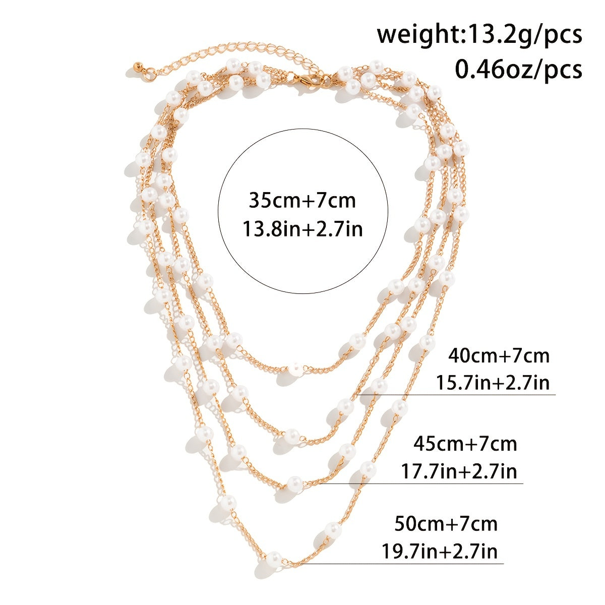 Faux Pearl Multilayer Necklace Chain Pendant Delicate Party Women Girls Gift