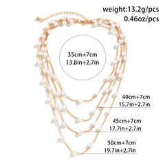 Faux Pearl Multilayer Necklace Chain Pendant Delicate Party Women Girls Gift