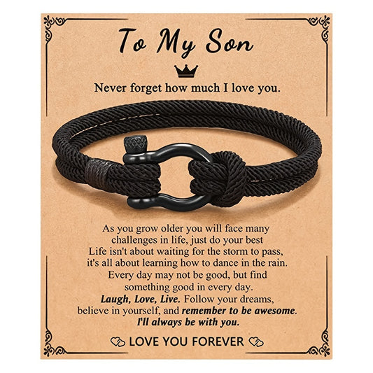 To My Son Bracelet From Mom with Inspirational Love Quotes
