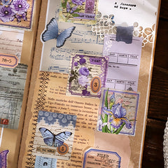 46pcs Vintage Butterfly Flower Decorative Stickers DIY Material Boxed Stickers