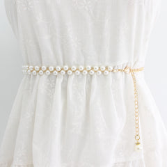 Faux Pearl Waist Chain Dress Pendant Adjustable Belt