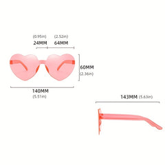 Heart Rimless Sunglasses Tinted Lens Glasses Clear Frame Eyewear