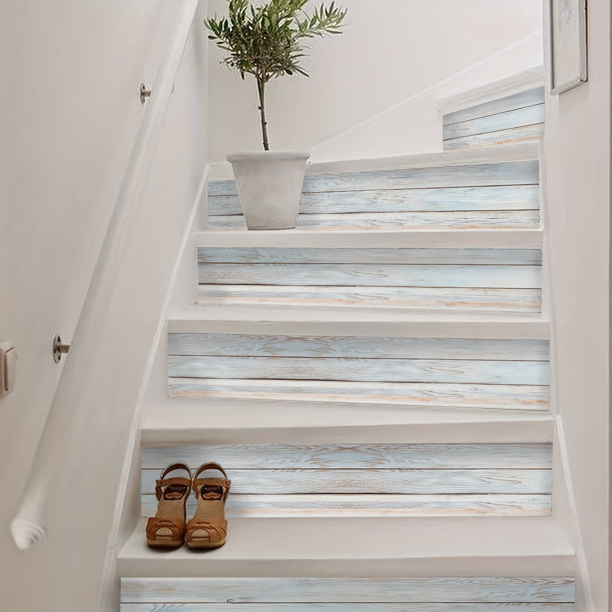Wood Grain Staircase Sticker Self-adhesive Wallpaper Waterproof Home Decor