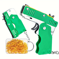 Rubber Band Launcher Toy Set Six Shot Keychain