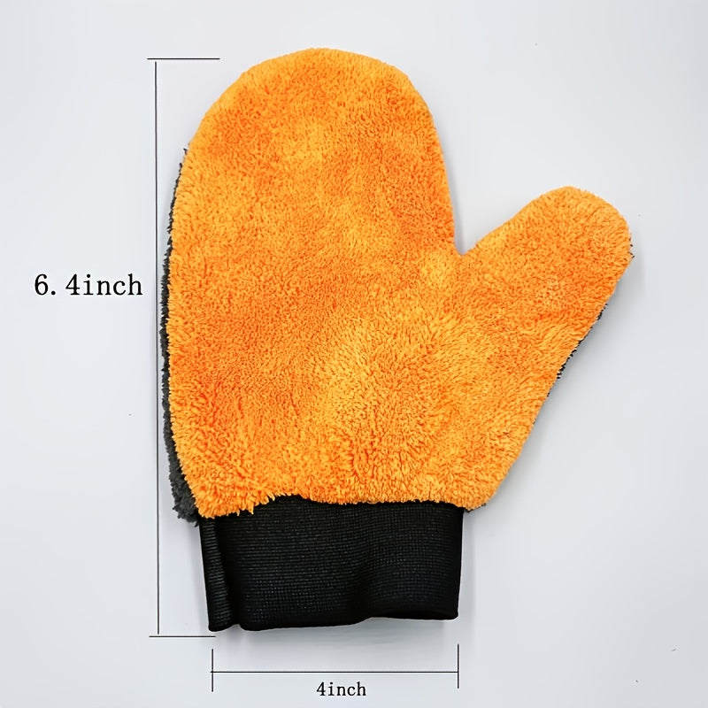 Coral Velvet Bear Paw Car Wash Gloves Water Absorption Microfiber