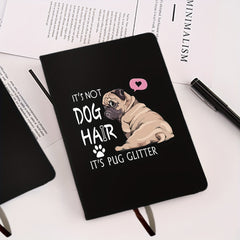 Pug Glitter A5 Hardcover Notebook Band Pen Loop Dog Cover Notes Sketches Journal