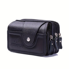 Men's Horizontal PU Leather Waist Bag Waterproof Phone Pouch