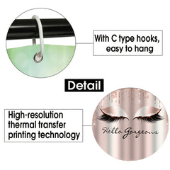 Glitter Eyelash Bathmat & Shower Curtain Set with 12 Hooks