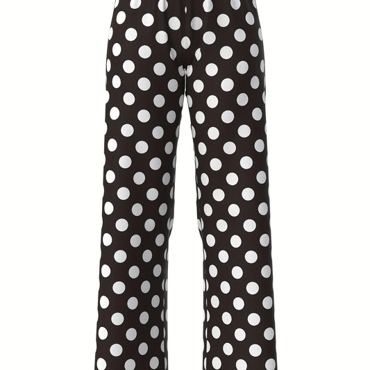 Polka Dot Wide Leg Jogger Pants Women's Activewear