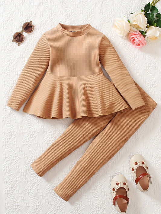 Girls Long Sleeve Top & Leggings 2pcs Set for Spring/Autumn