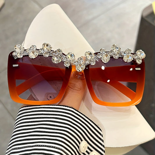 Y2K Square Sunglasses Rhinestone Costume Party Glasses UV400