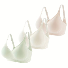 3pcs Seamless Wireless Bras Comfy & Breathable Everyday Bra Women's Lingerie