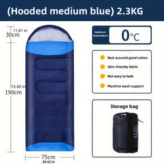 Winter Warm Envelope Sleeping Bag With Cap for Camping