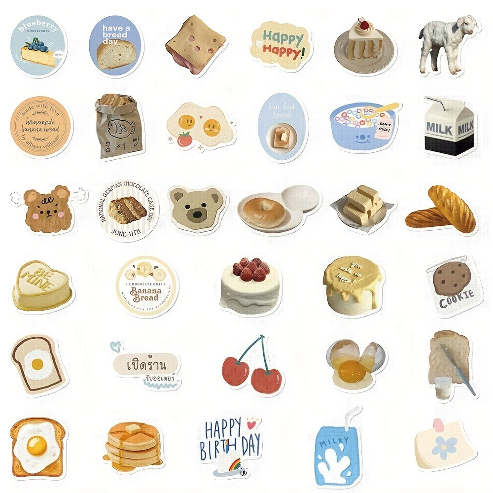 63pcs Butter Bread Stickers for Phone Laptop Waterproof Stickers