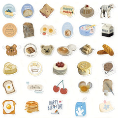 63pcs Butter Bread Stickers for Phone Laptop Waterproof Stickers