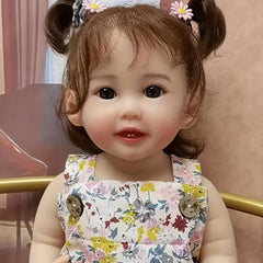 22" Soft Touch Full Vinyl Reborn Baby Smiling Girl Doll