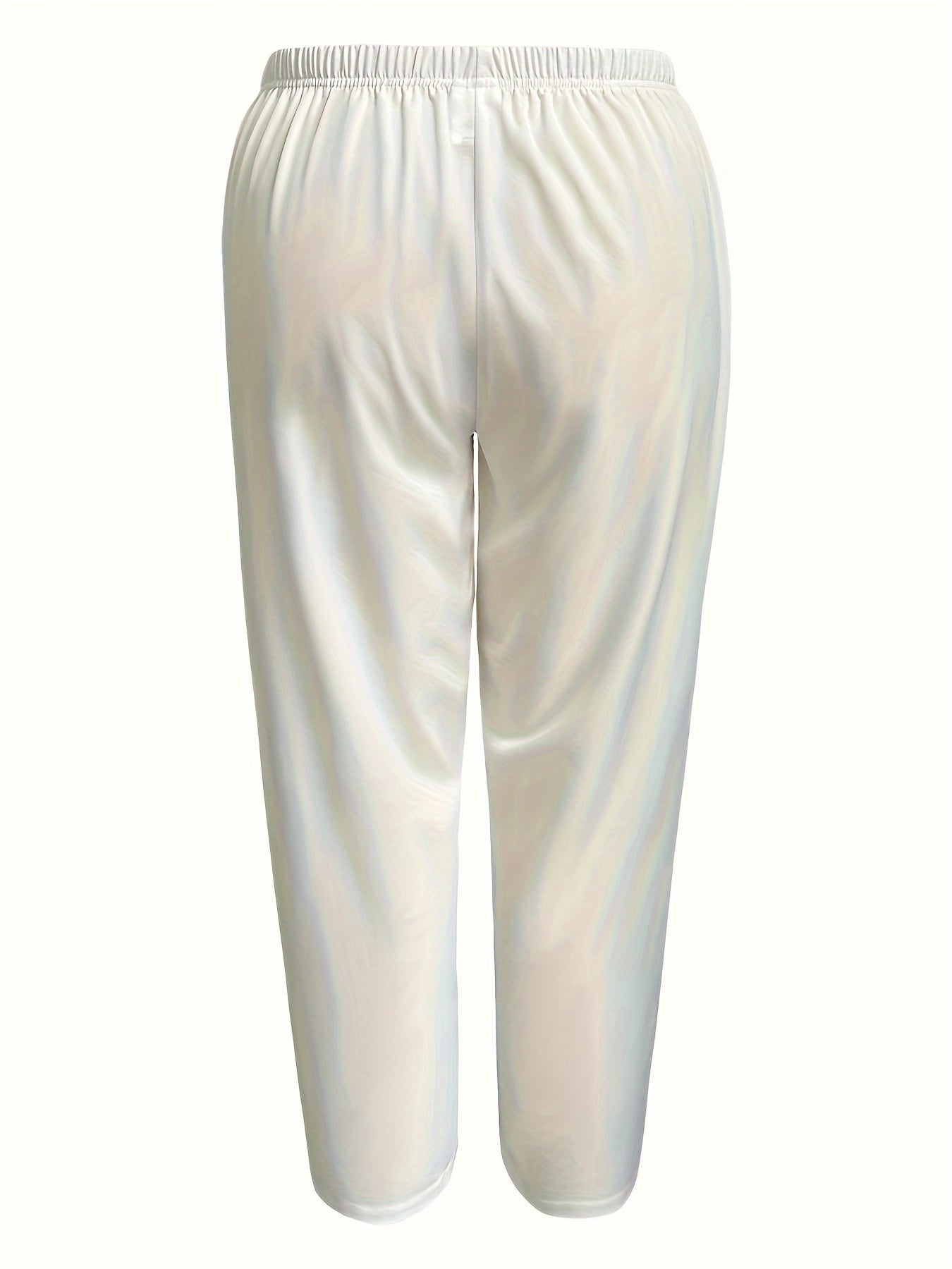 Solid Wide Leg Trousers Elastic High Rise Pants