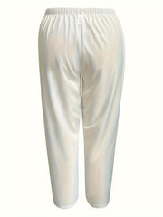 Solid Wide Leg Trousers Elastic High Rise Pants