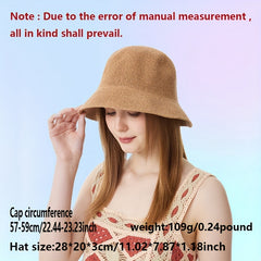 French Style Bucket Hat Solid Casual Sunshade Basin Hat