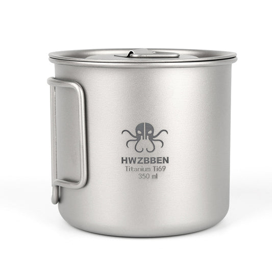 HWZBBEN Titanium Mug 350ml Portable Folding Cup + Lid