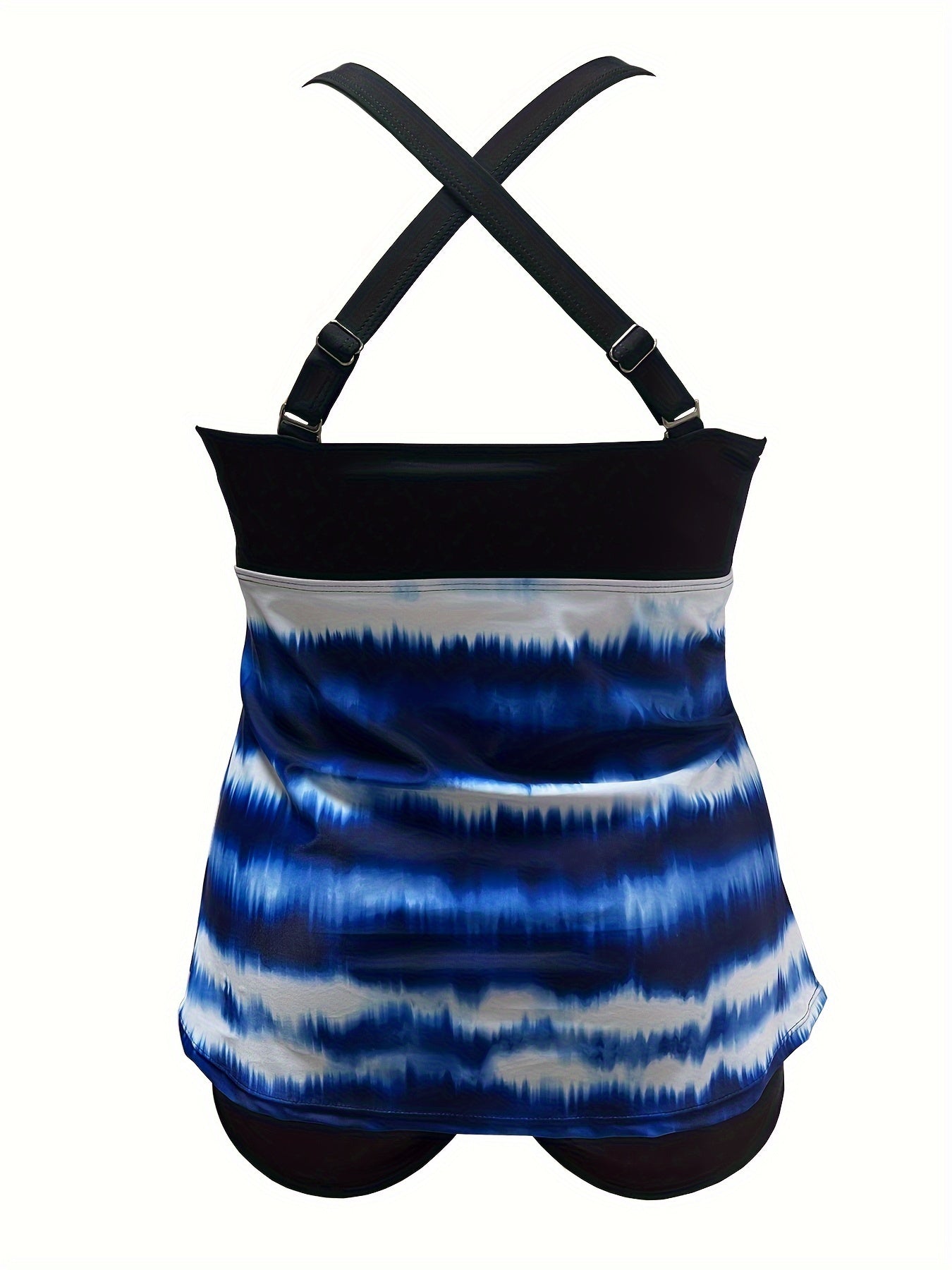  Tie Dye Tankini Set Square Neck Criss Cross Back Top & Shorts