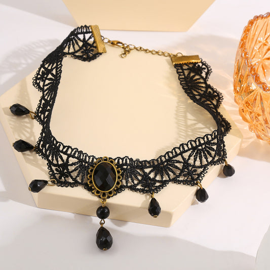 Crystal Tassel Lace Necklace
