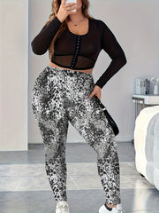  Splash Painting Print High Rise Skinny Trousers