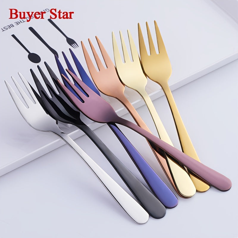2pcs Golden Tea Fork Set Stainless Steel Small Fruit Fork Salad Fork