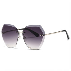 Vintage Square Sunglasses Women Stylish Rimless Oversized Sun Protection