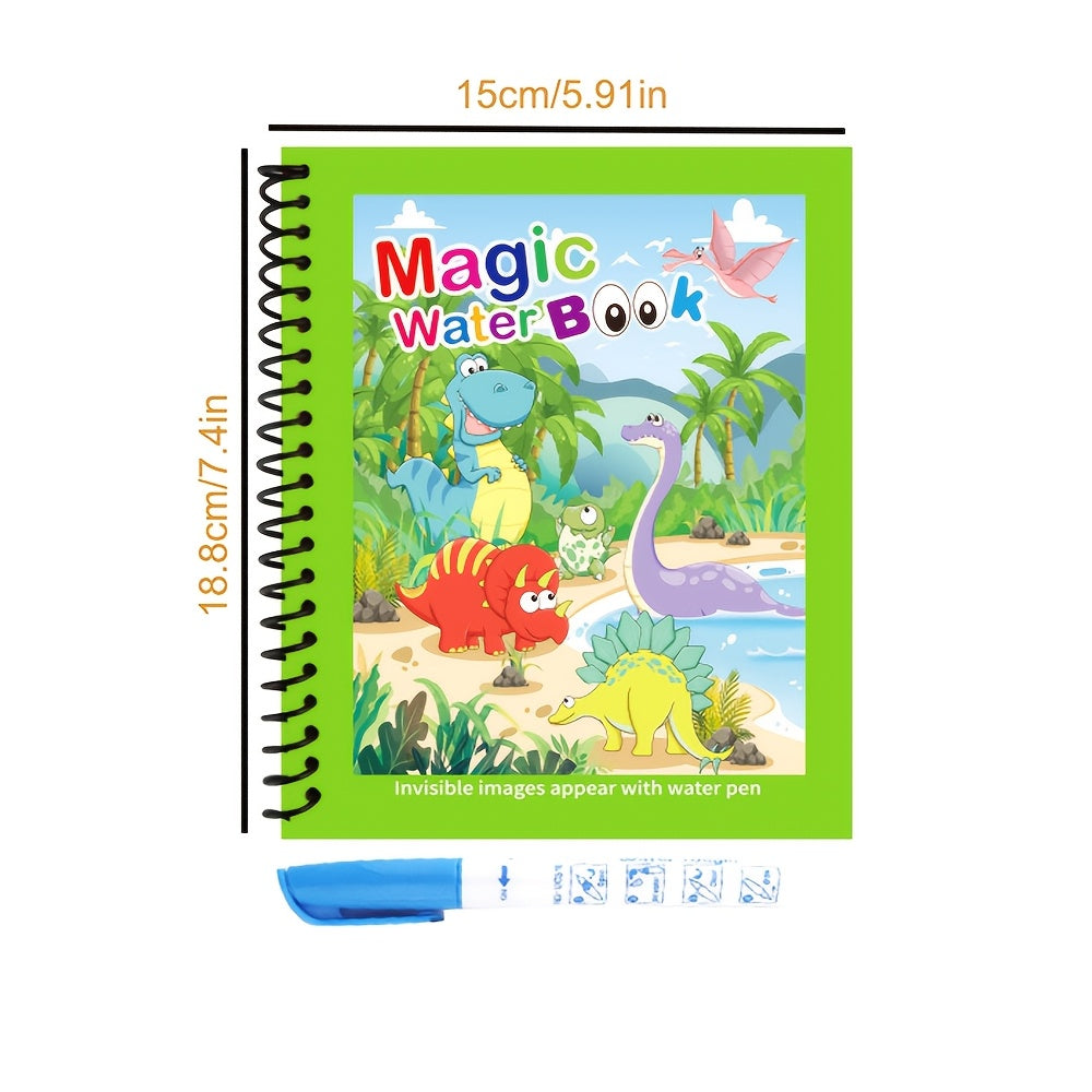 16pcs Magic Water Coloring Books with Water Pens - Educational Doodle Sketchbook