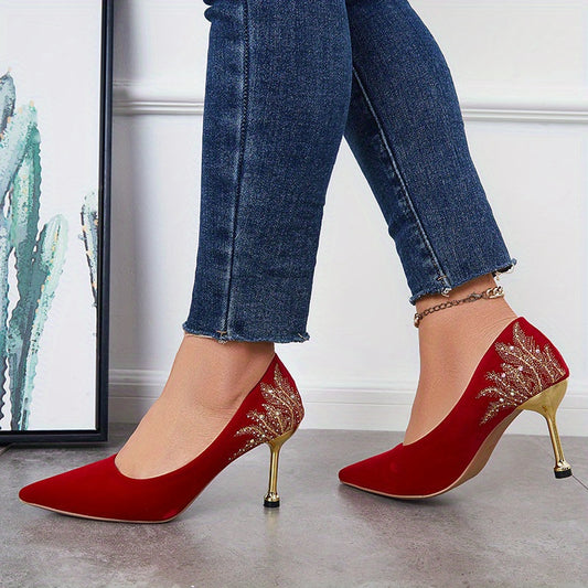 Women's Rhinestone High Heels Pointed Toe Stiletto Heels