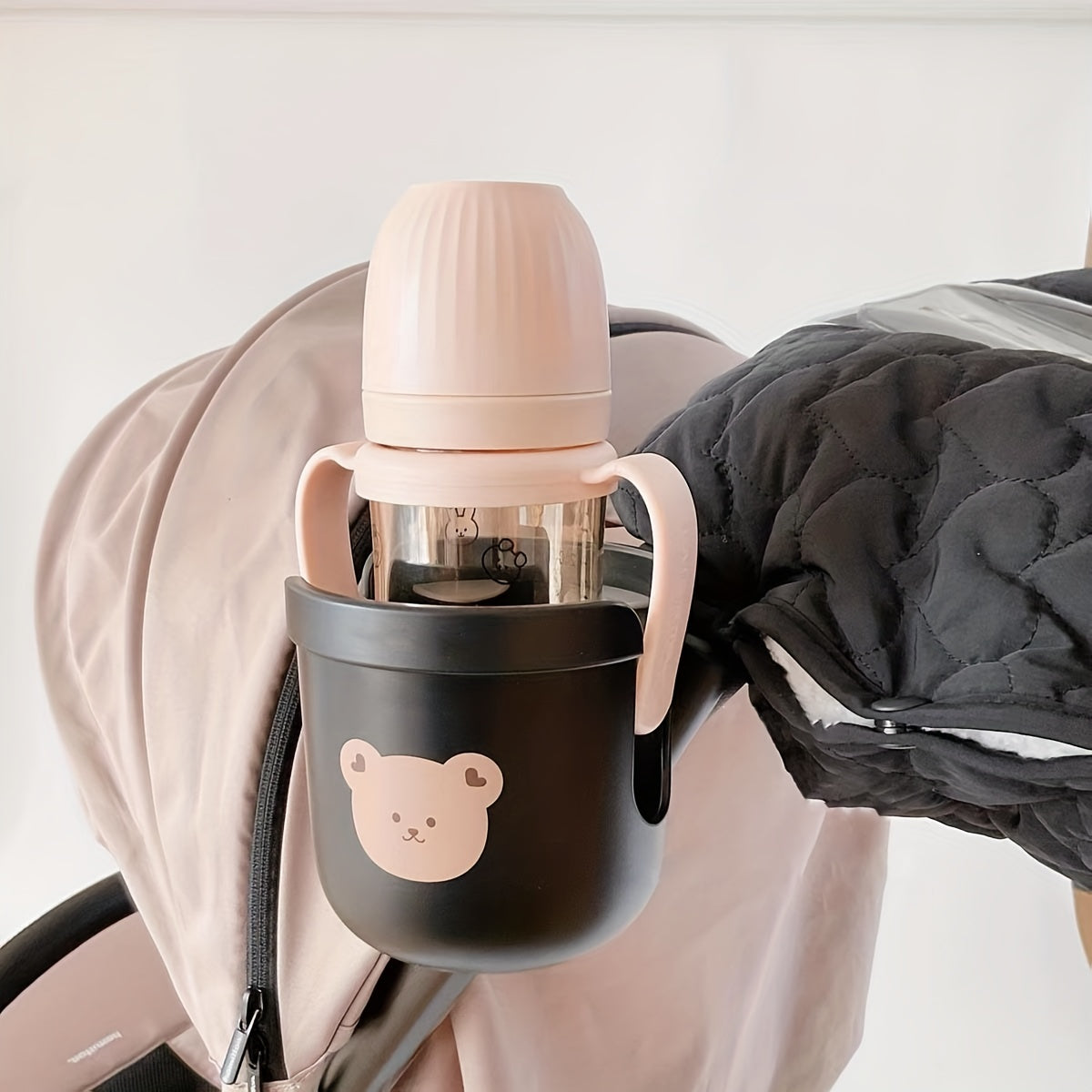 Bear Baby Stroller Bottle Rack - Securely Hold Bottles & Phone