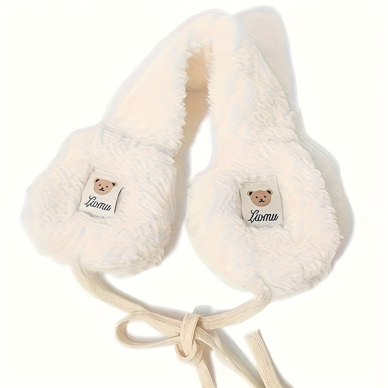Warm Beige Teddy Bear Ear Warmers for Women