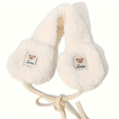 Warm Beige Teddy Bear Ear Warmers for Women
