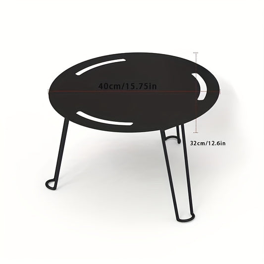 Outdoor Folding Table Portable Round Table Black Metal Camping Coffee Table