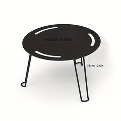Outdoor Folding Table Portable Round Table Black Metal Camping Coffee Table
