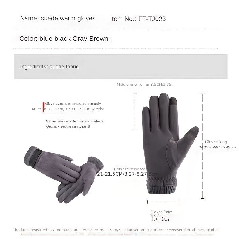 Men's Thickened Velvet Warm Gloves Touch Screen Outdoor Sports Gloves