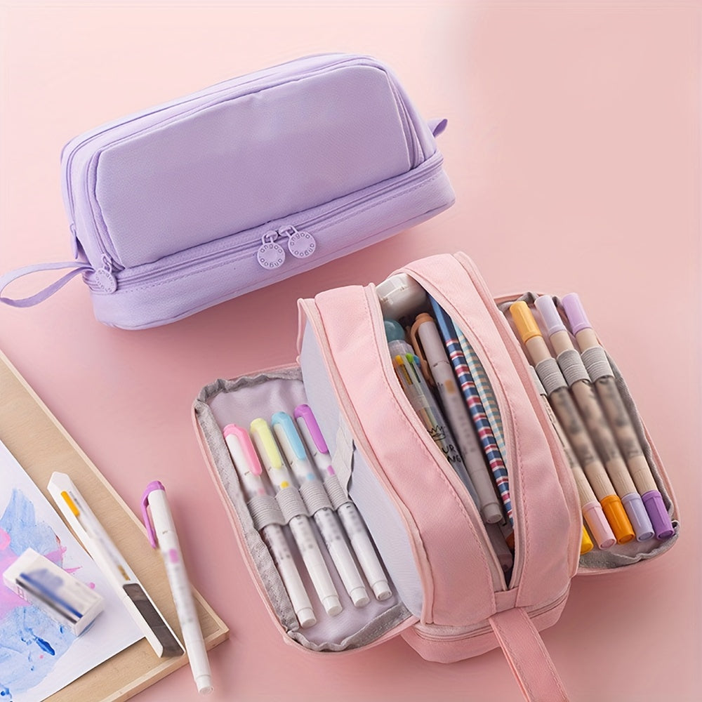 Double Layer Double Window Large Capacity Pencil Case