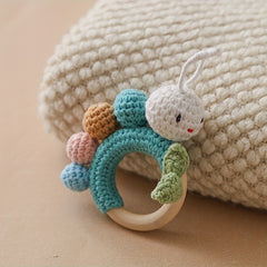 Handcrafted Crochet Rattle Toy with Plush Animal Attachment