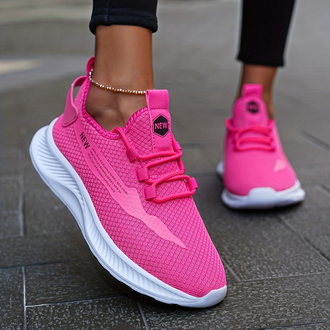 Women's Flying Woven Casual Running Shoes Lace Up Sneakers