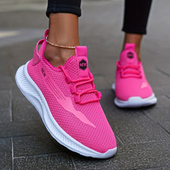 Women's Flying Woven Casual Running Shoes Lace Up Sneakers