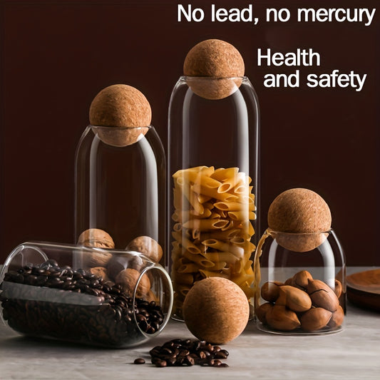 Glass Storage Jar With Wooden Lid Multi-functional Snack Pot