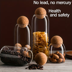 Glass Storage Jar With Wooden Lid Multi-functional Snack Pot