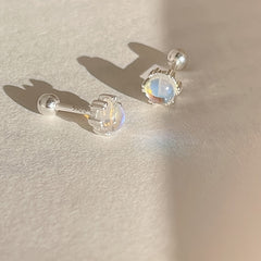 Moonstone Stud Earrings Delicate Jewelry 1Pair