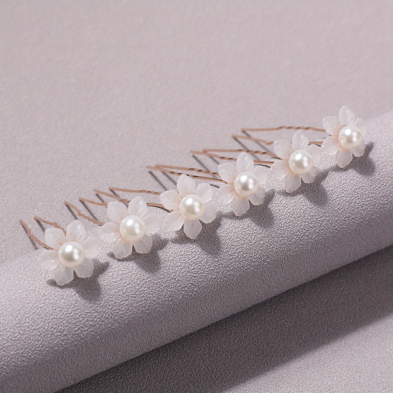 6pcs Faux Pearl Flower Hair Stick Bridal Hair Fork Wedding Hairpin